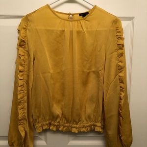 Ann Taylor Ruffle Sleeve Cinched Hem Top - Small